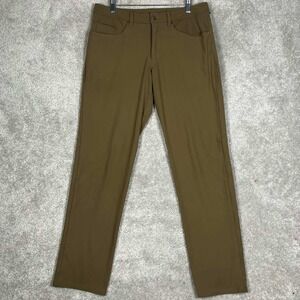 Lululemon Commission Pants Mens 34x30 Brown Classic Fit Chino Stretch Golf